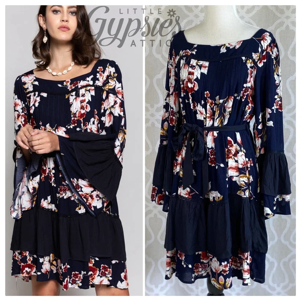 POL Floral Swing and Bell Sleeve Dress - Picture 11 of 13